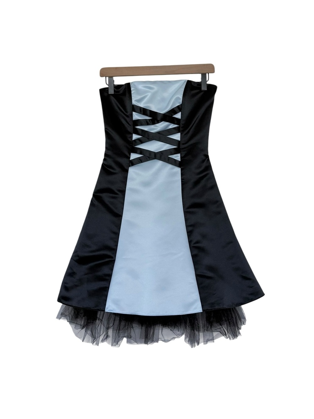 Vtg Y2K Jessica McClintock Gunne Sax Size 3/4 Criss Cross Corset Dress Tulle
